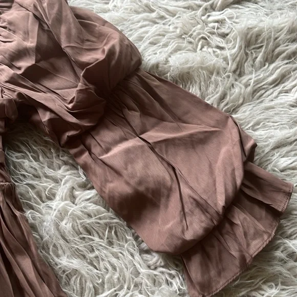 NWT Mustard Seed 'Latte' ruched pleated tiered 3/4 sleeve dress size S - Picture 5 of 8